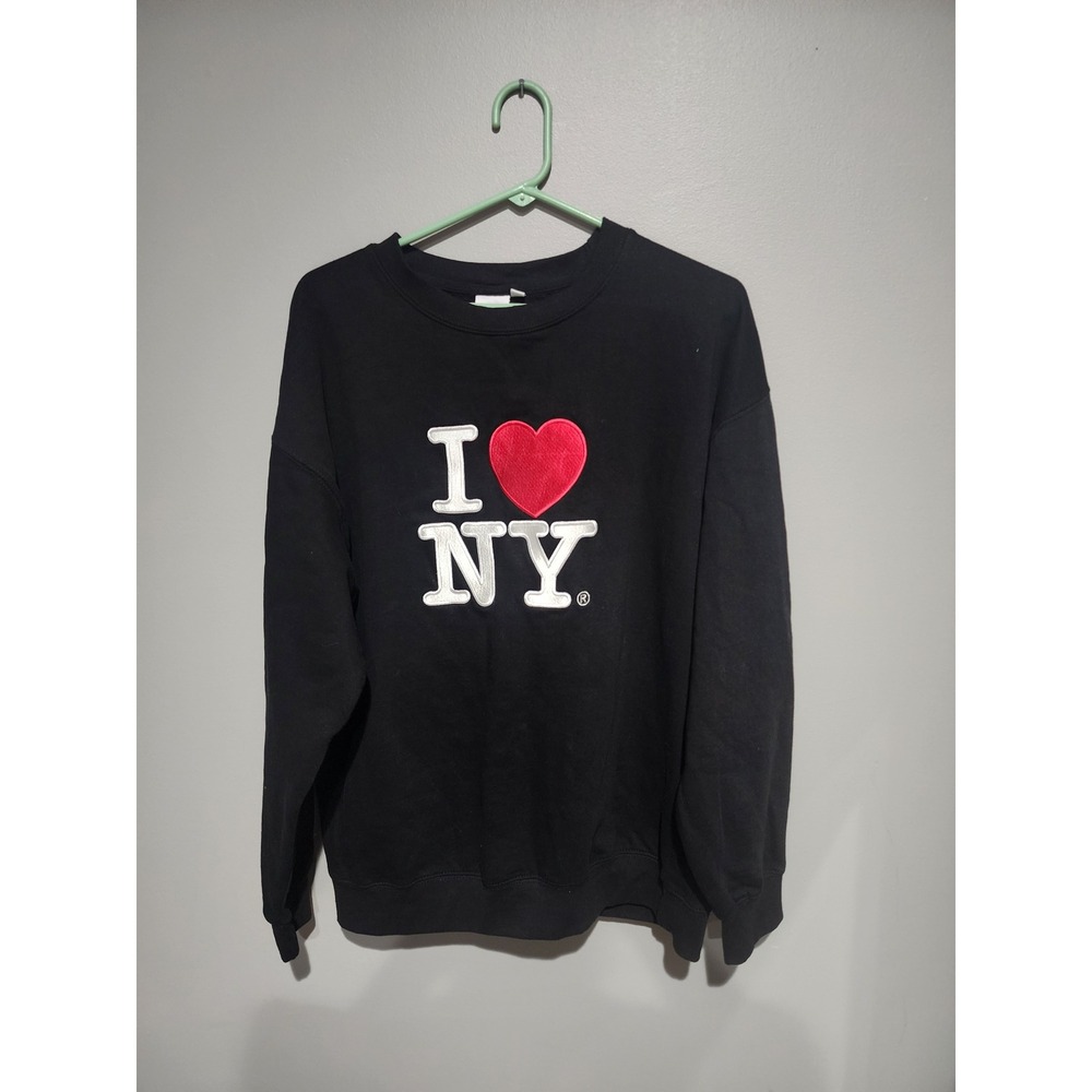 I Love NY Sweatshirt Black Crewneck Officially Licensed Heart Logo Large - Picture 1 of 3